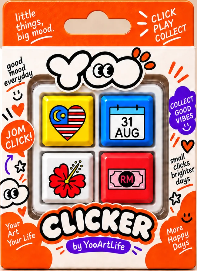 A Keycap Clicker in its gift pack