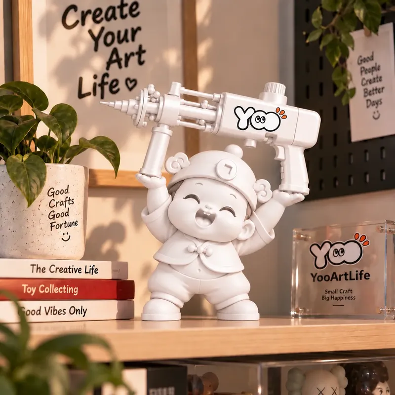 A Mini3D figure on a desk shelf